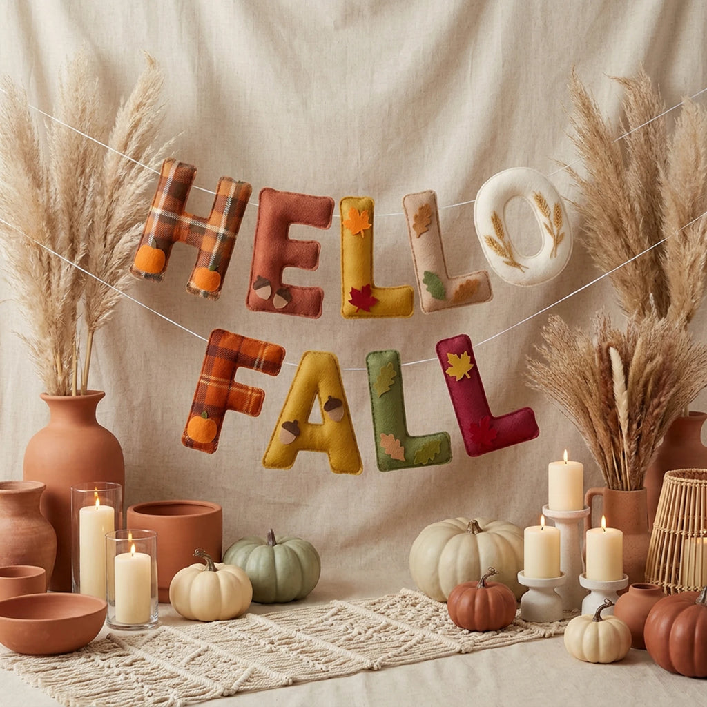 Hello Fall Felt Bunting Garland