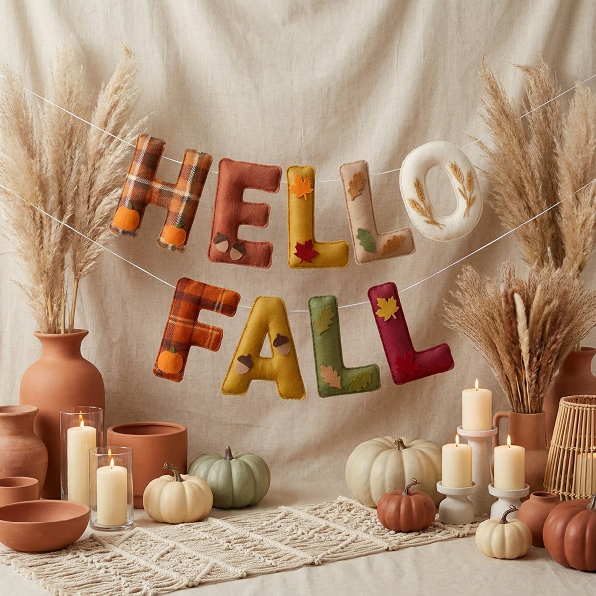 Hello Fall Felt Bunting Garland