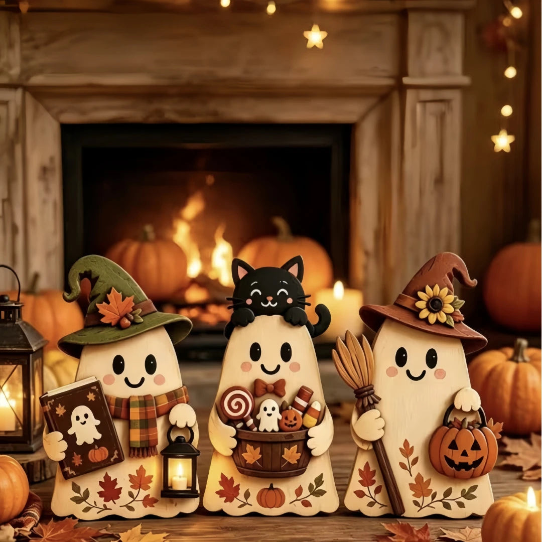 Wooden Autumn Standing Decor Set