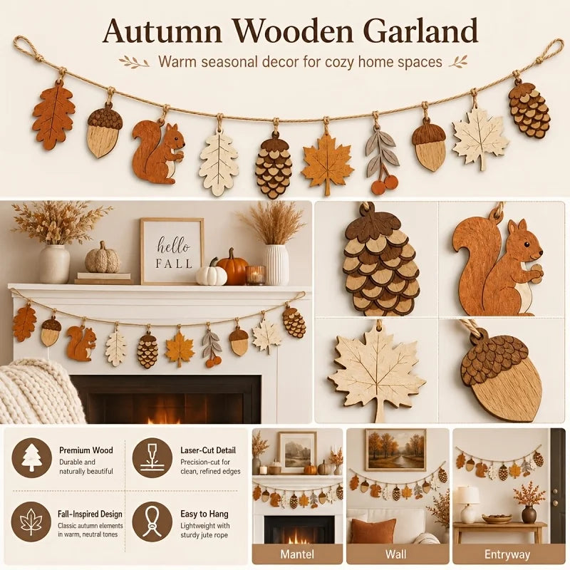 Wooden Autumn Garland