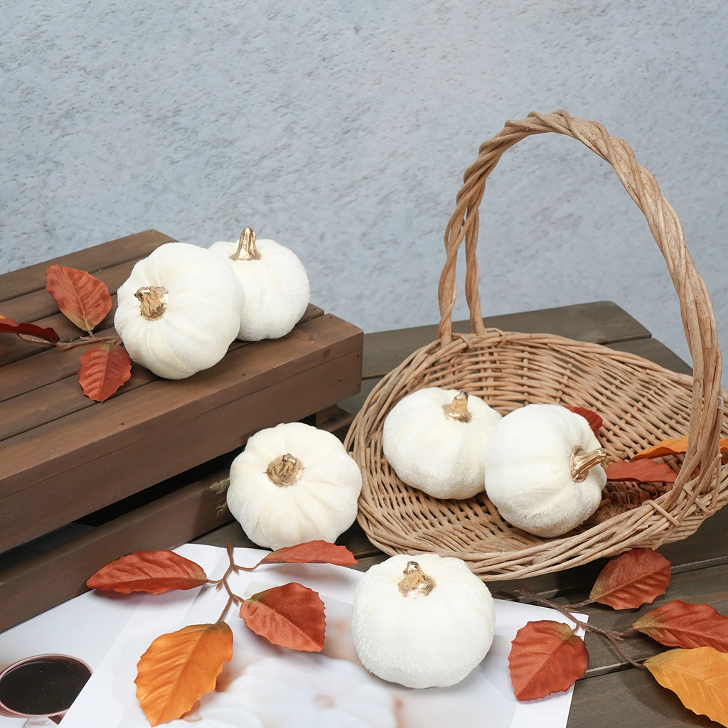 White Paintable Pumpkin Set of 6