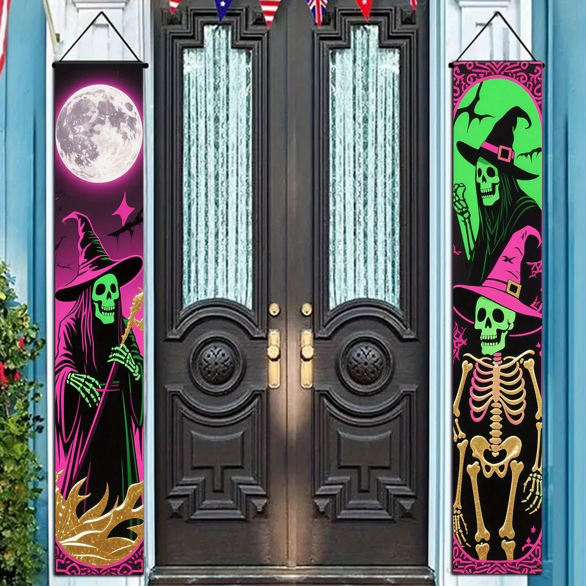 Skeleton & Witch Door Banner