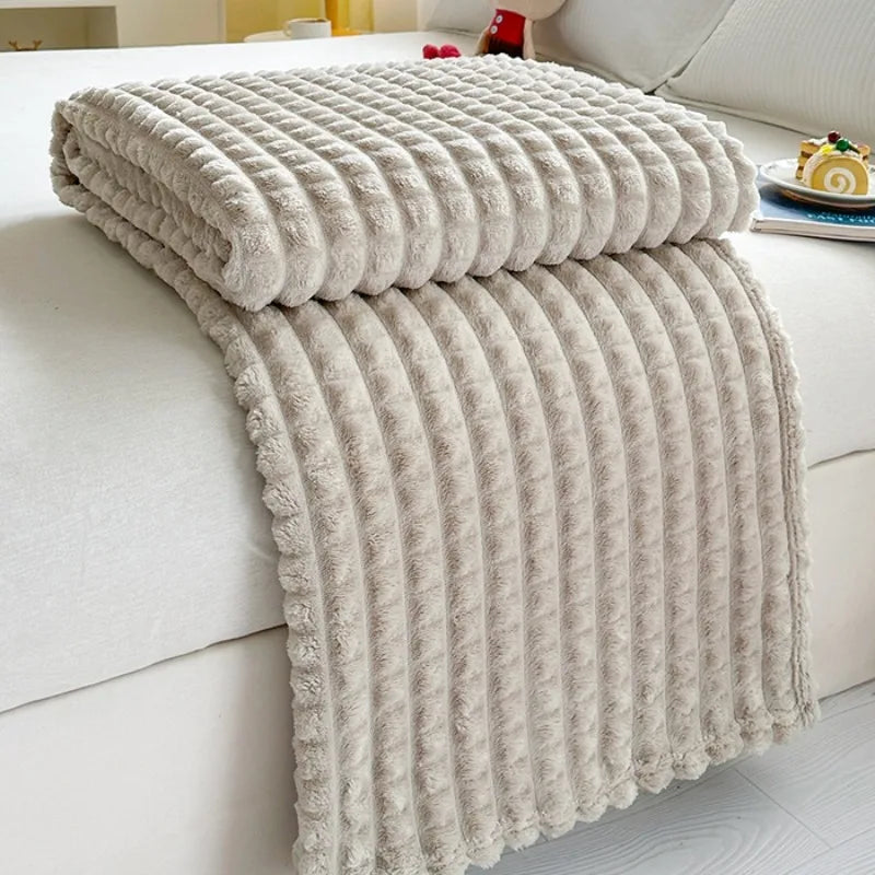 Faux Fur Flannel Throw Blanket