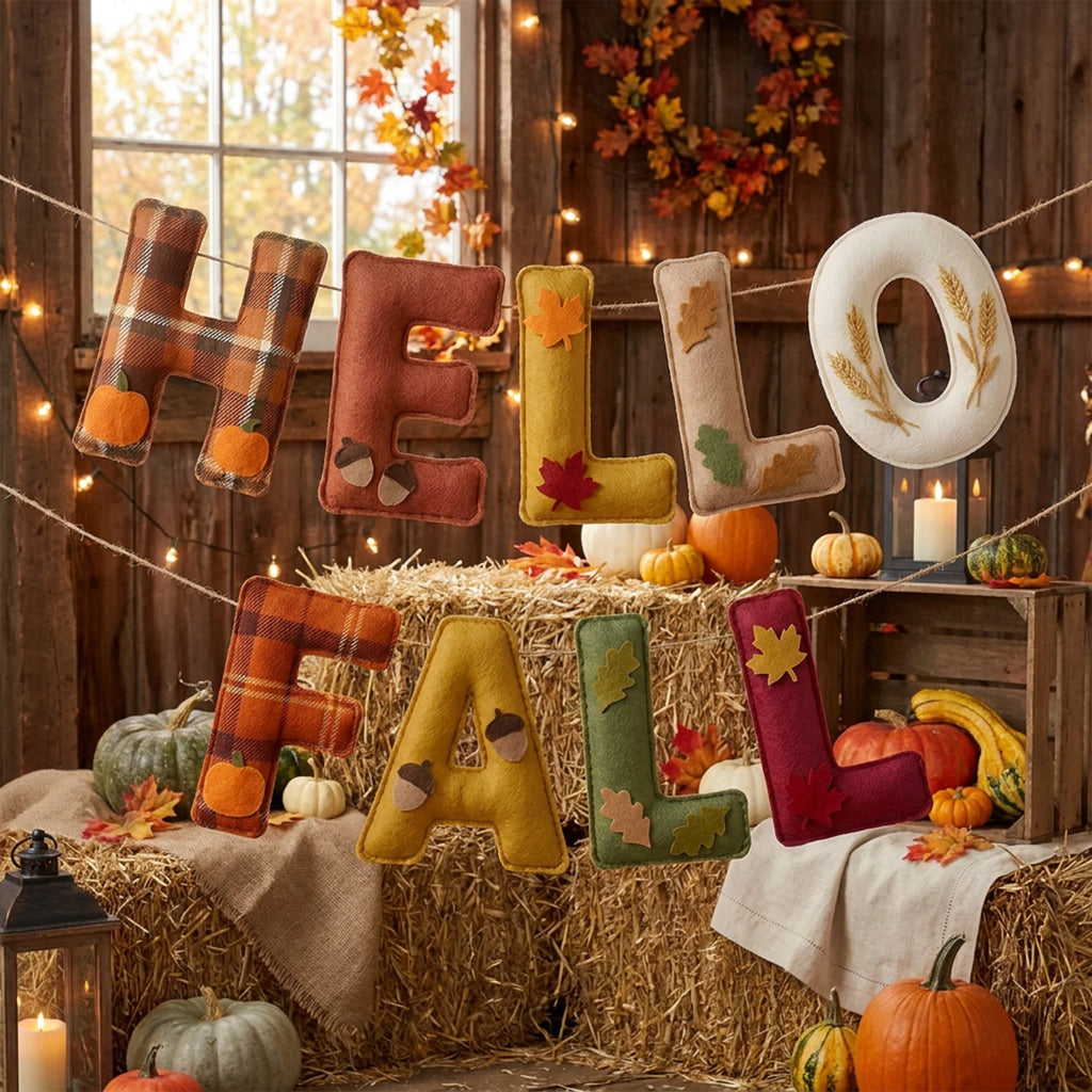 Hello Fall Felt Bunting Garland