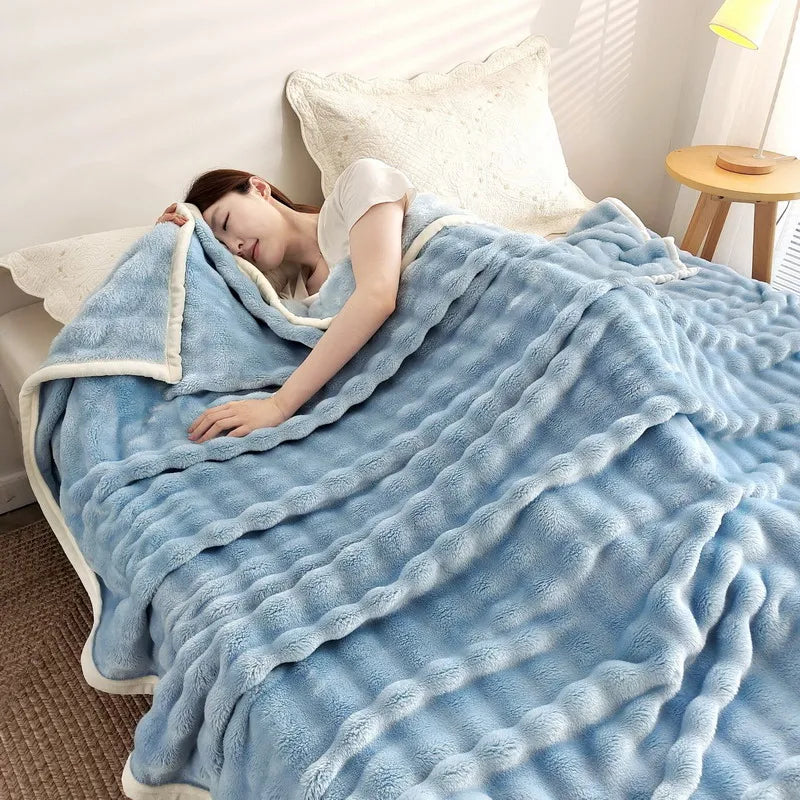 Faux Fur Cuddle Throw Blanket