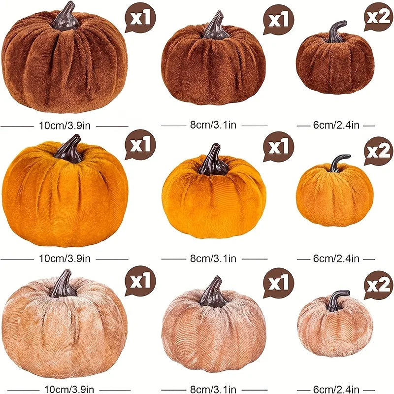 Velvet Pumpkin Decoration Set of 12