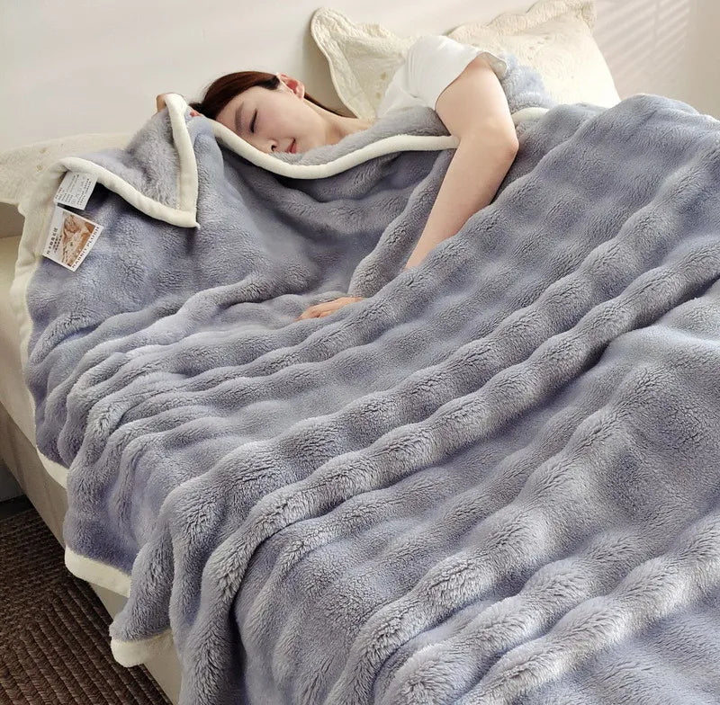Faux Fur Cuddle Throw Blanket