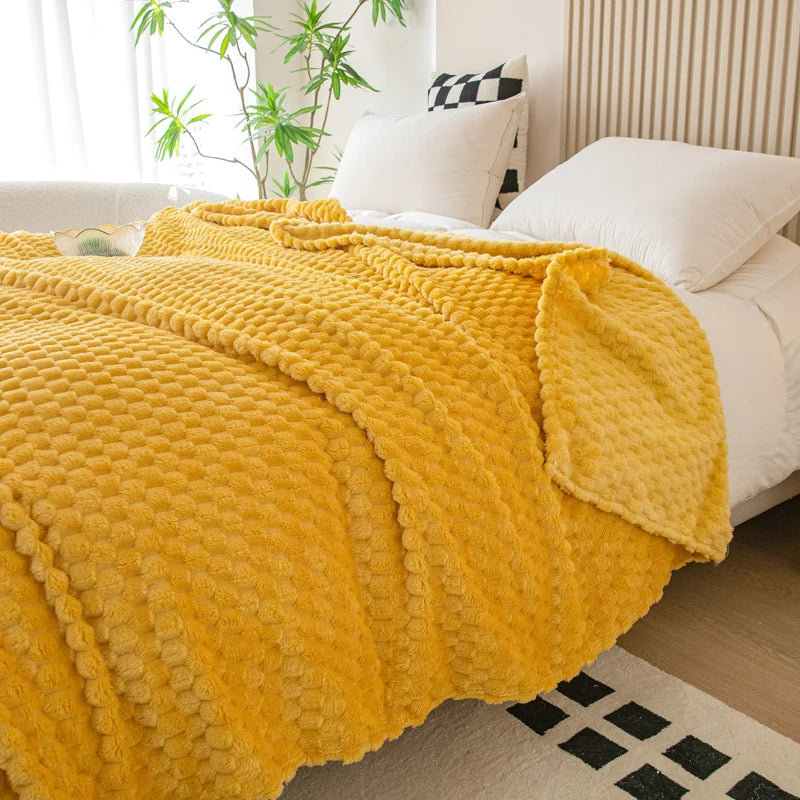 Yellow Plaid Milk Velvet Throw