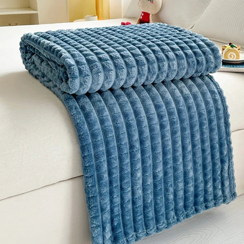 Faux Fur Flannel Throw Blanket
