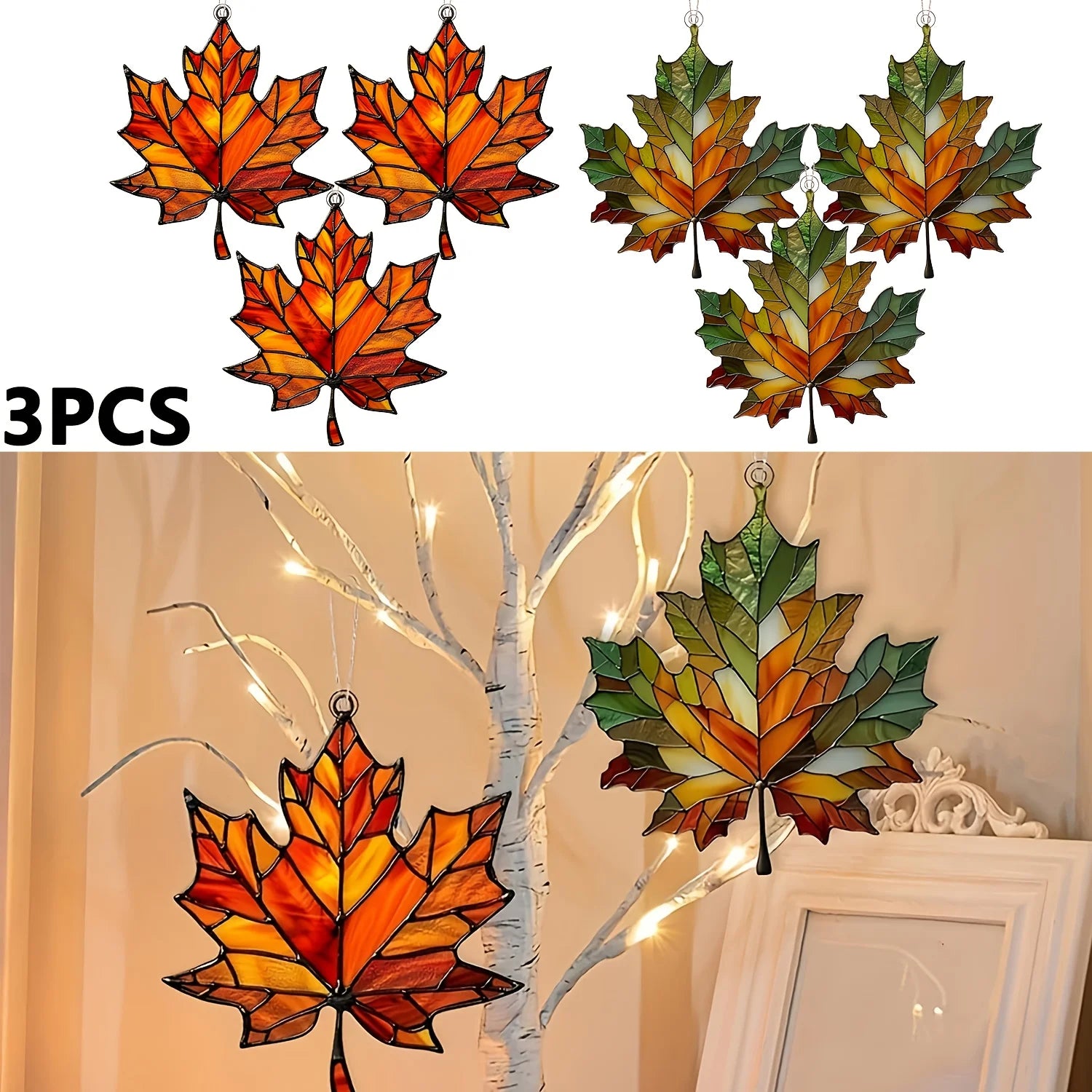 Maple Leaf Acrylic Window Decor Set