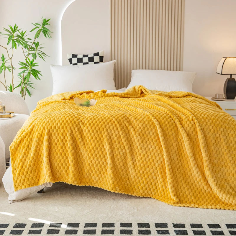 Yellow Plaid Milk Velvet Throw