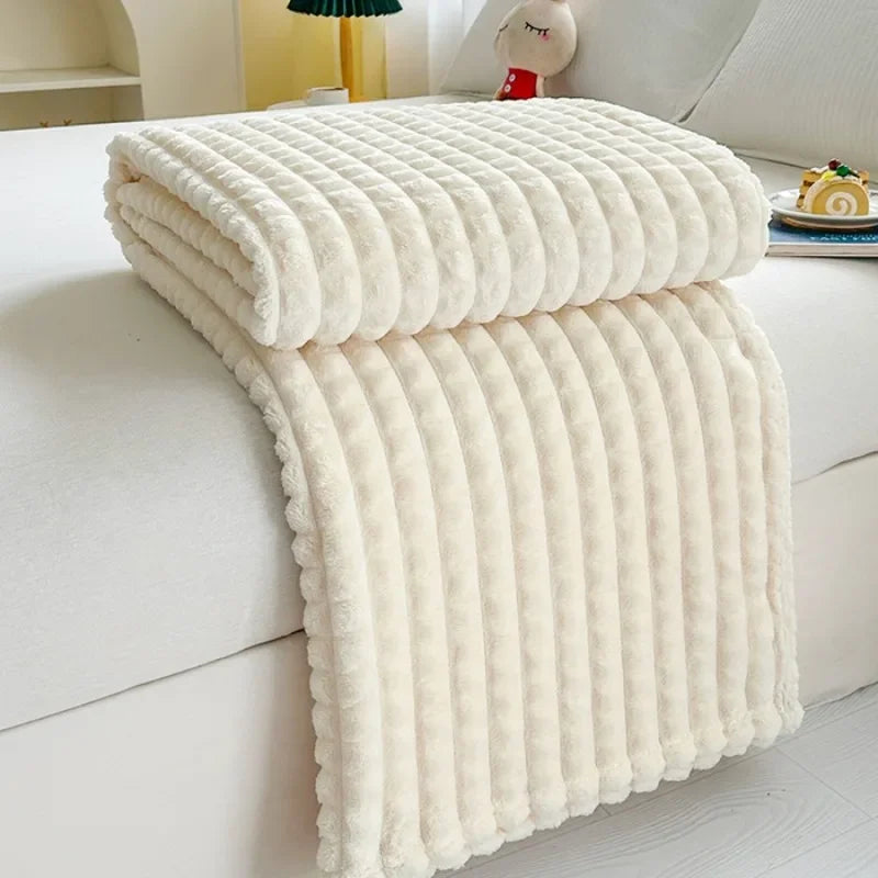 Faux Fur Flannel Throw Blanket