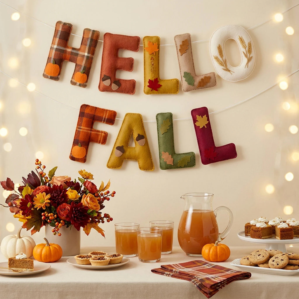 Hello Fall Felt Bunting Garland