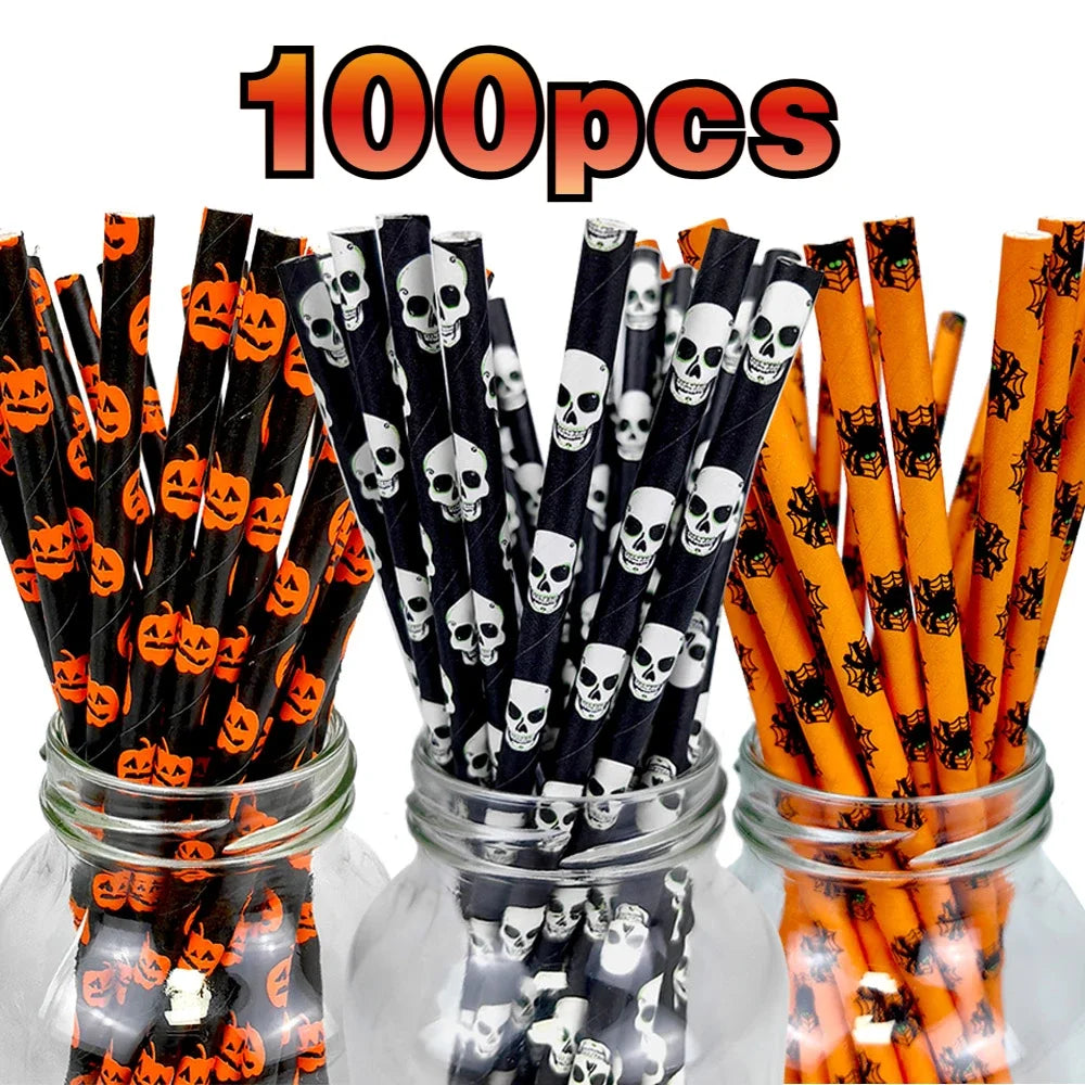 Biodegradable Halloween Paper Straws