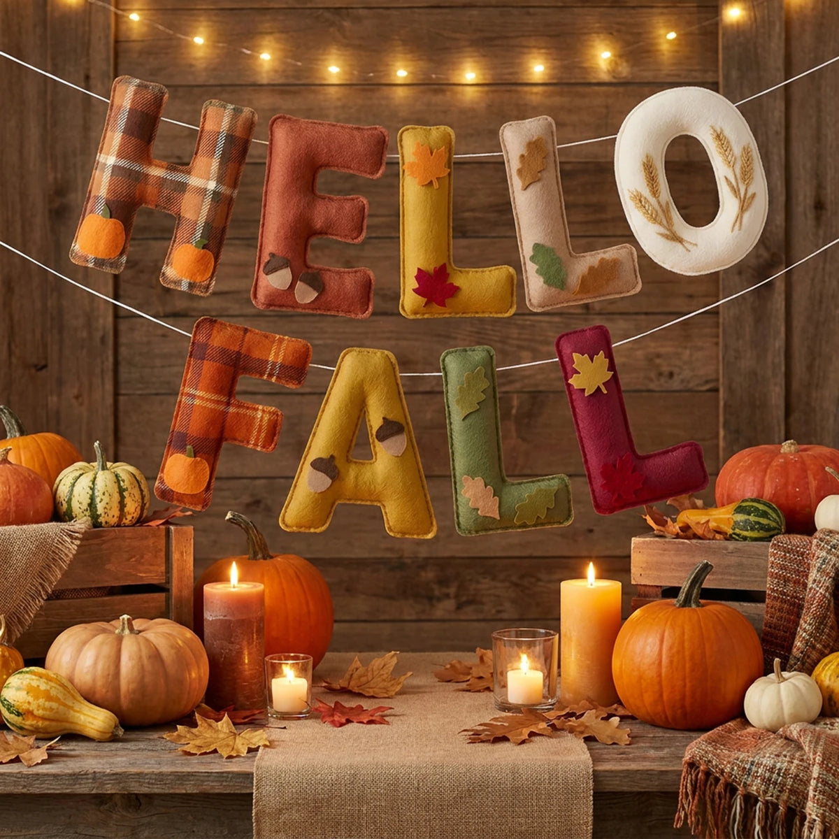 Hello Fall Felt Bunting Garland
