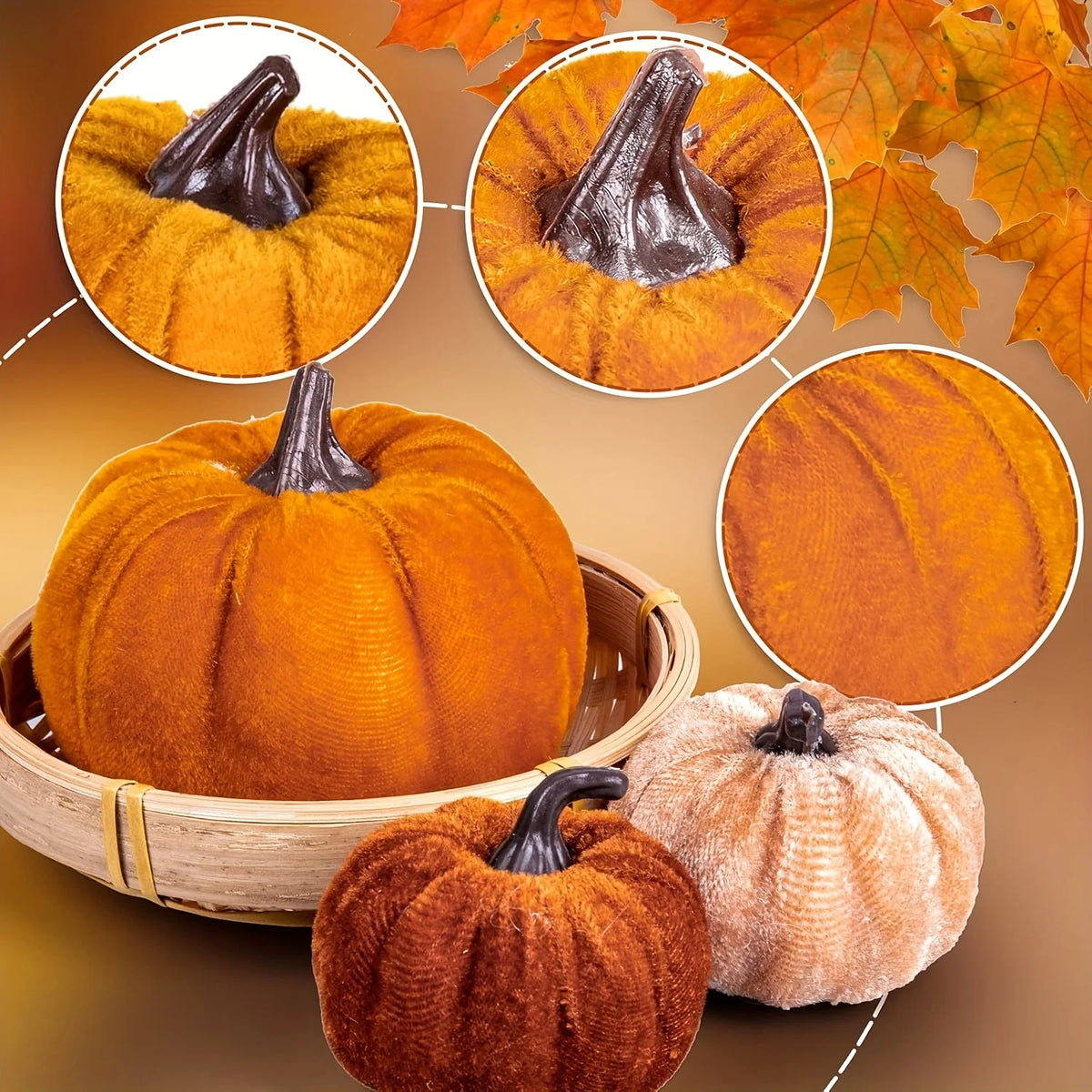 Velvet Pumpkin Decoration Set of 12