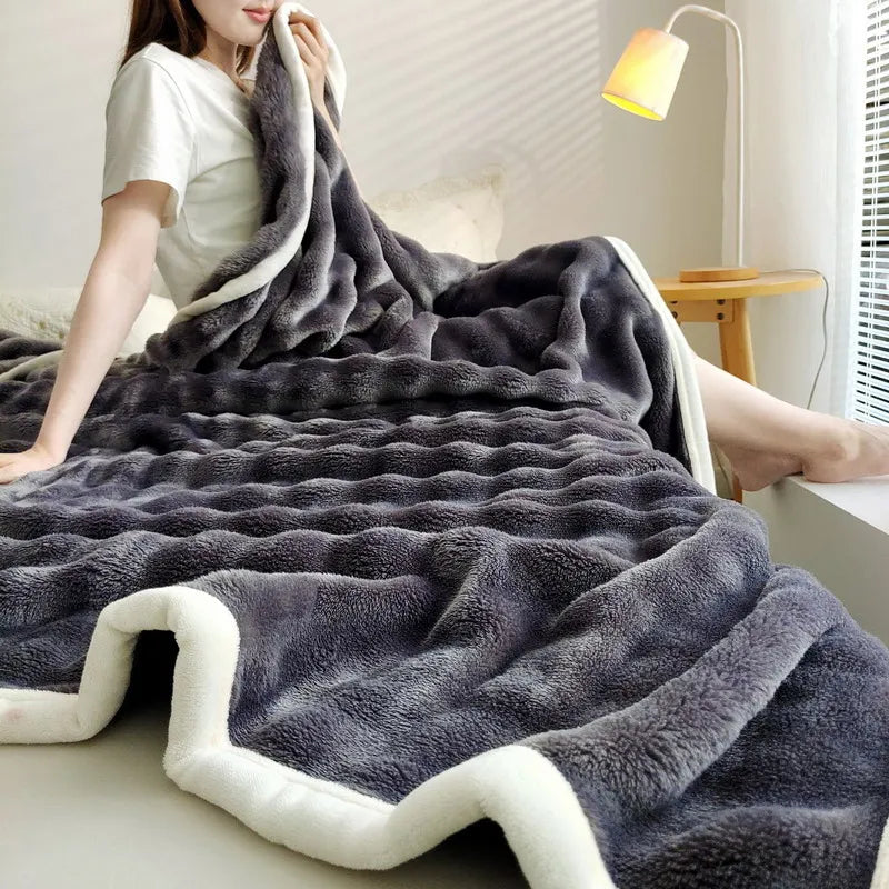 Faux Fur Cuddle Throw Blanket