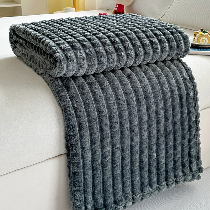 Faux Fur Flannel Throw Blanket