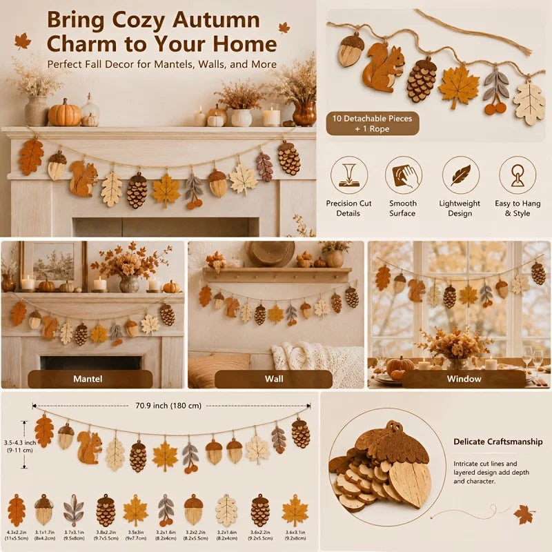 Wooden Autumn Garland