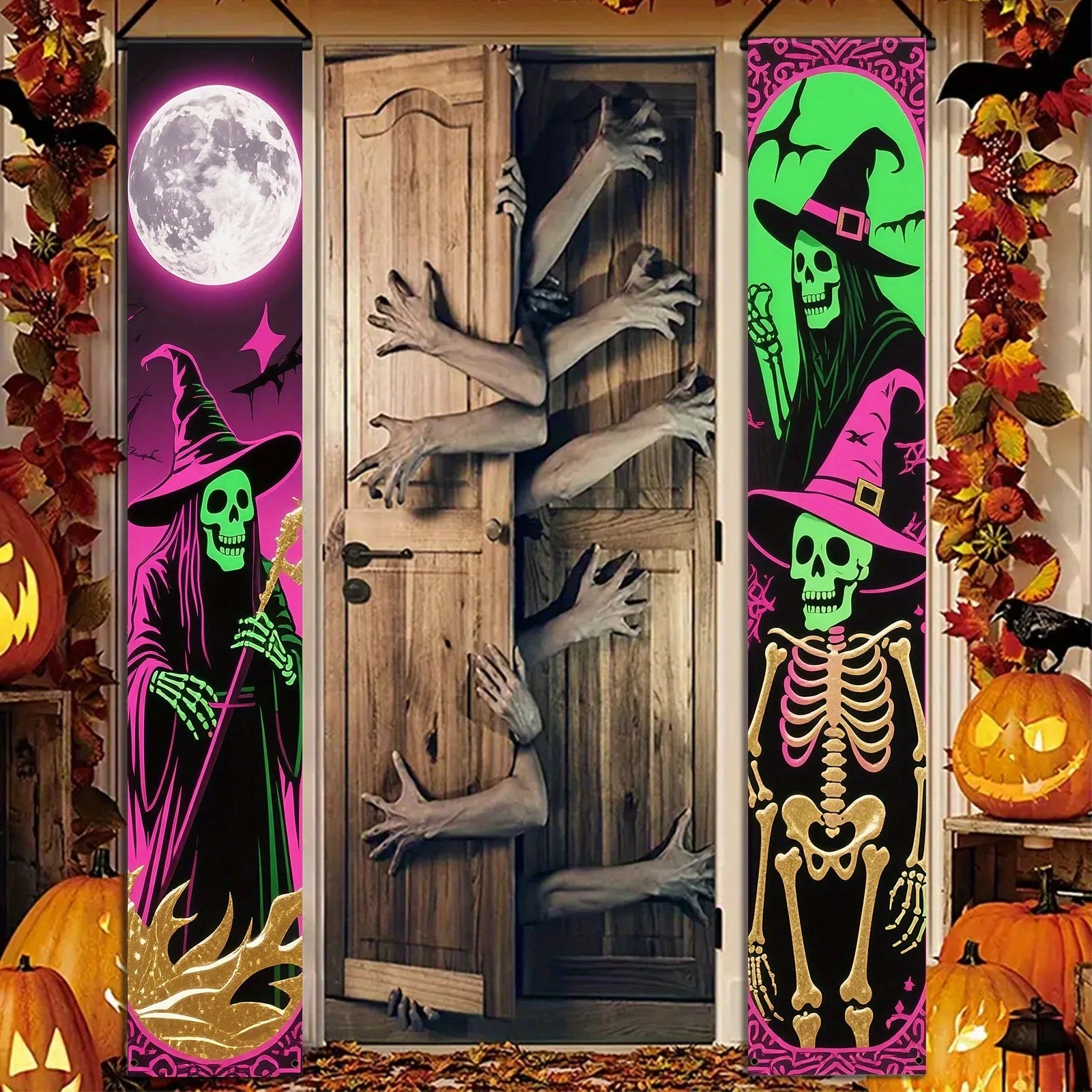 Skeleton & Witch Door Banner