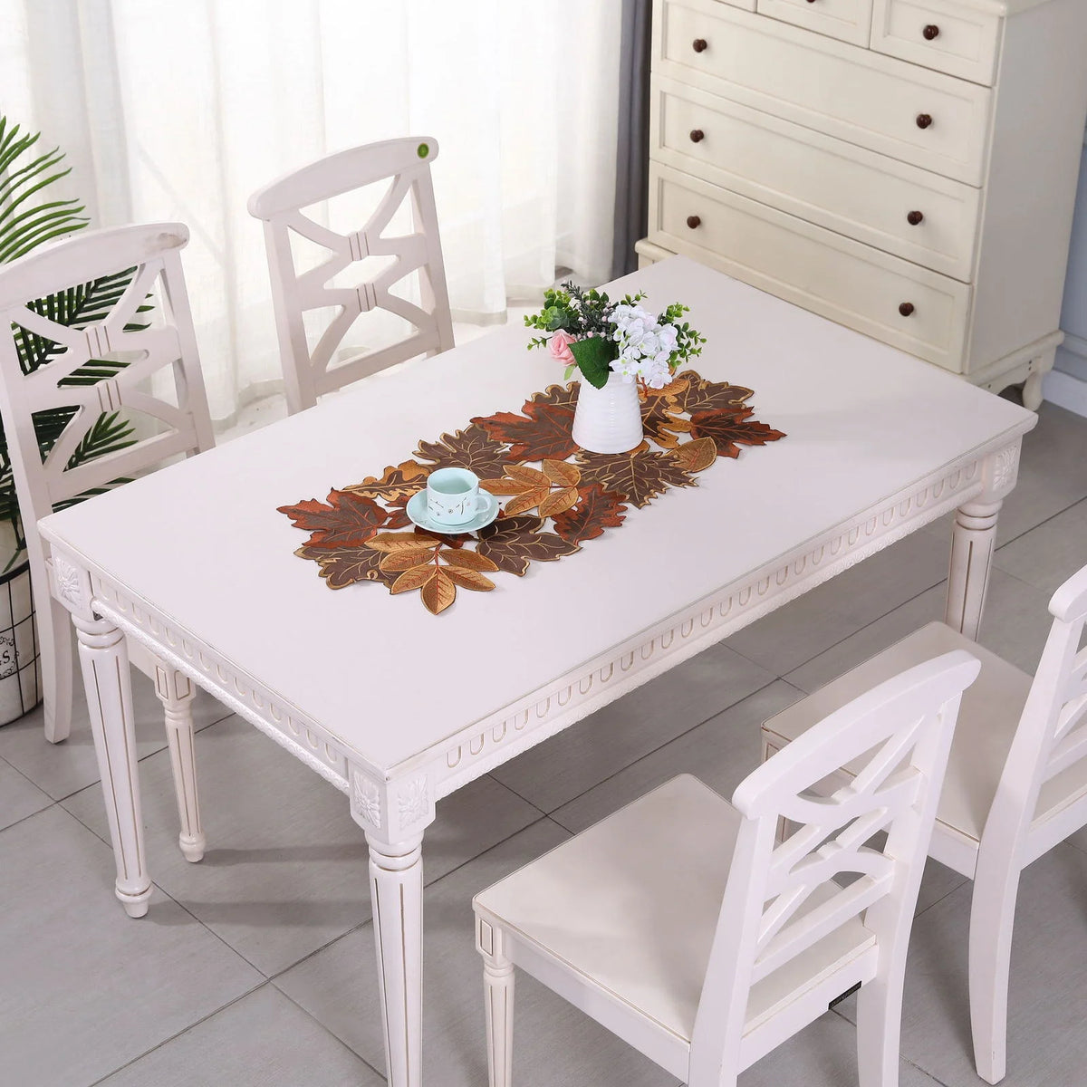 Embroidered Maple Leaf Table Runner
