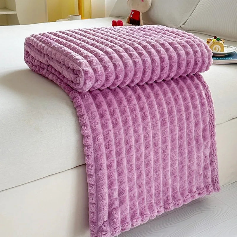 Faux Fur Flannel Throw Blanket