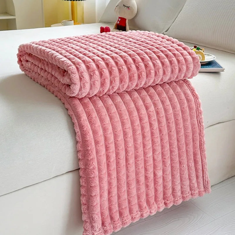 Faux Fur Flannel Throw Blanket