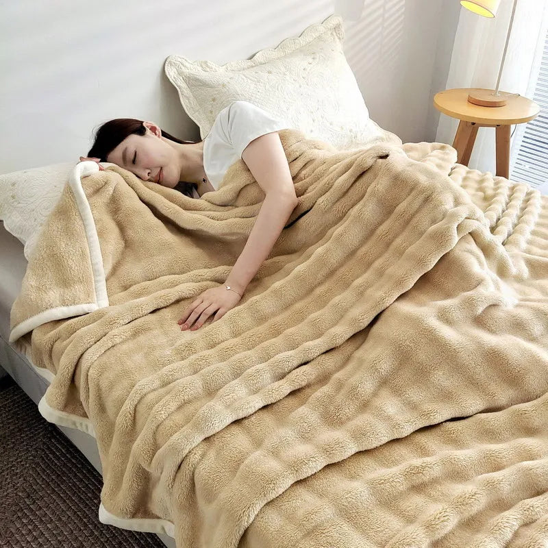 Faux Fur Cuddle Throw Blanket