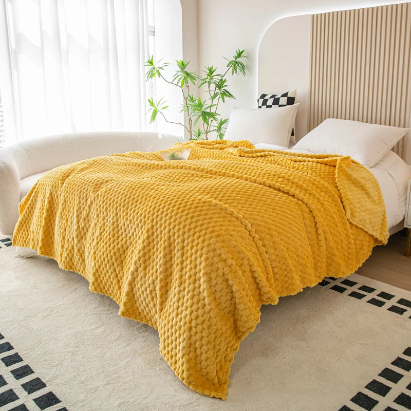 Yellow Plaid Milk Velvet Throw