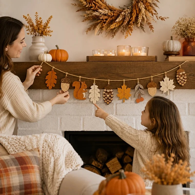 Wooden Autumn Garland