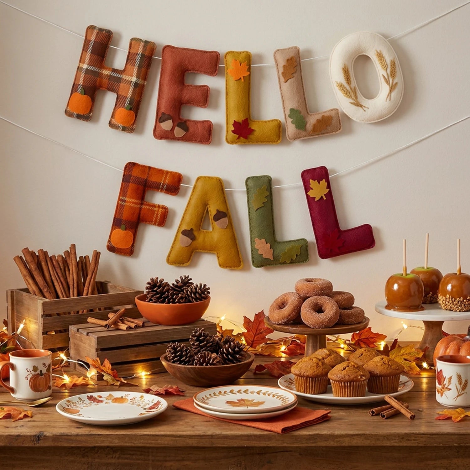 Hello Fall Felt Bunting Garland