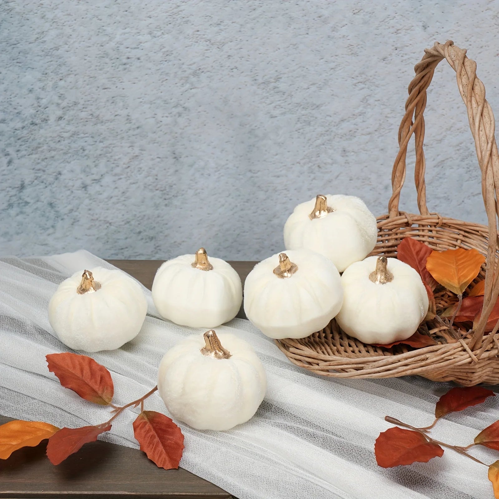White Paintable Pumpkin Set of 6