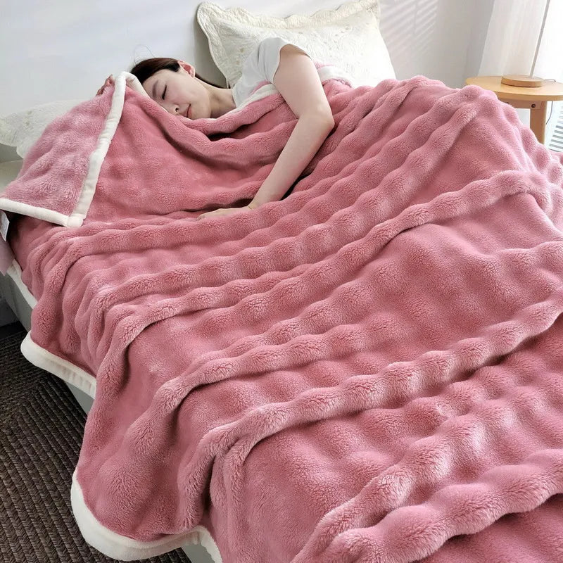 Faux Fur Cuddle Throw Blanket