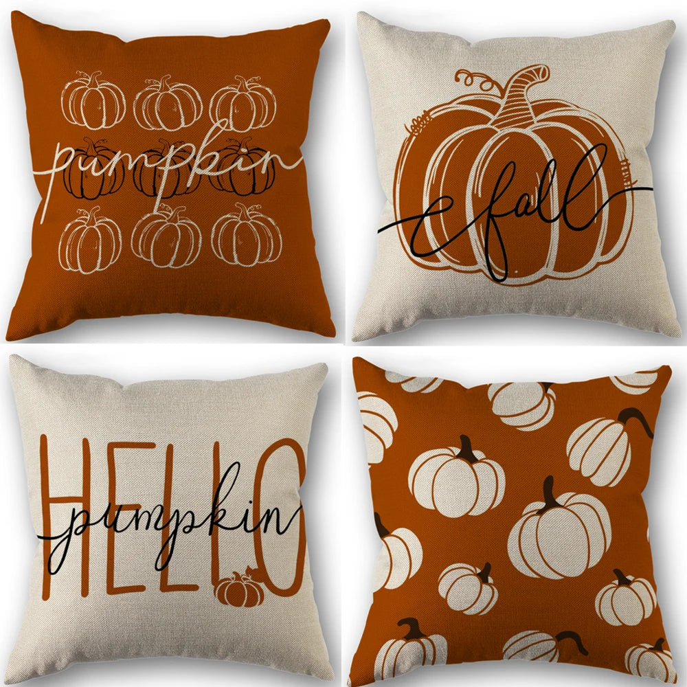 Vintage Pumpkin Pillow Cover Set of 4