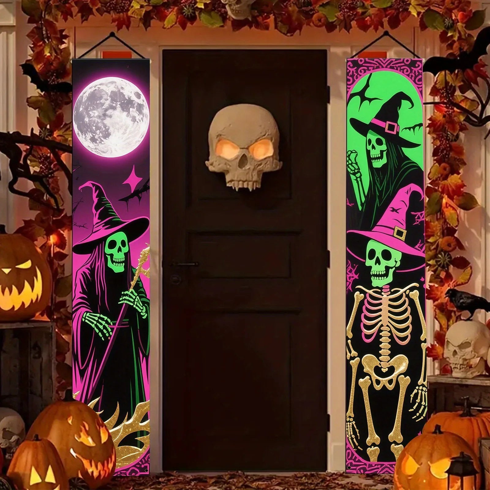 Skeleton & Witch Door Banner