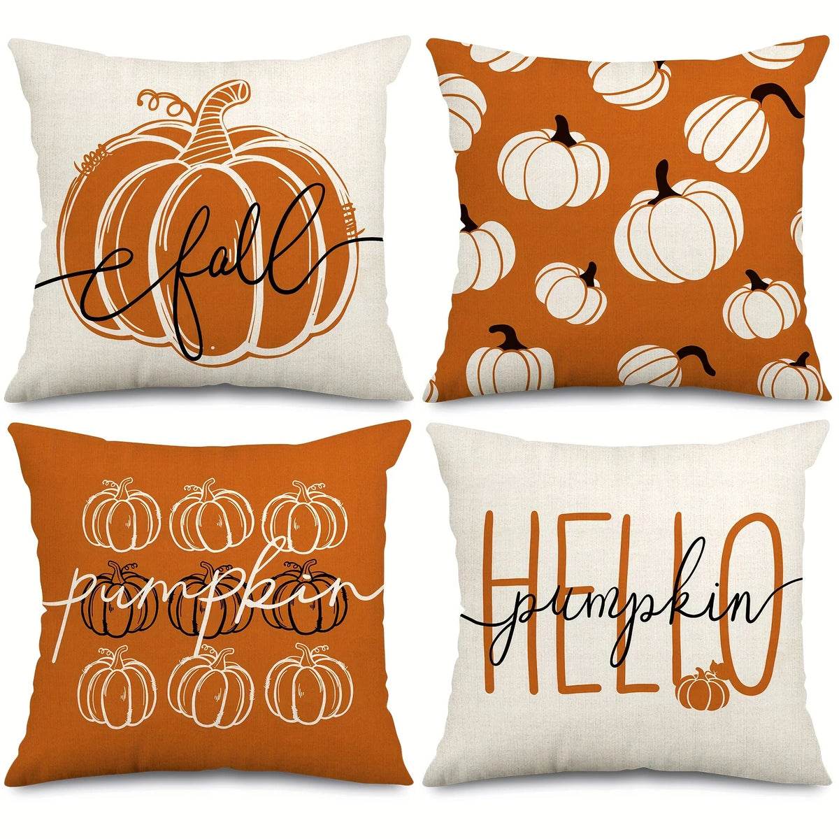 Vintage Pumpkin Pillow Cover Set of 4
