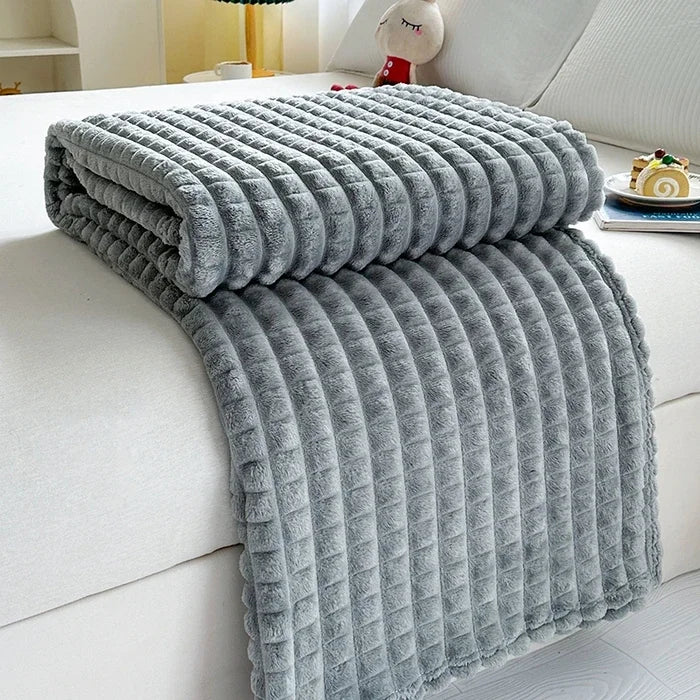 Faux Fur Flannel Throw Blanket