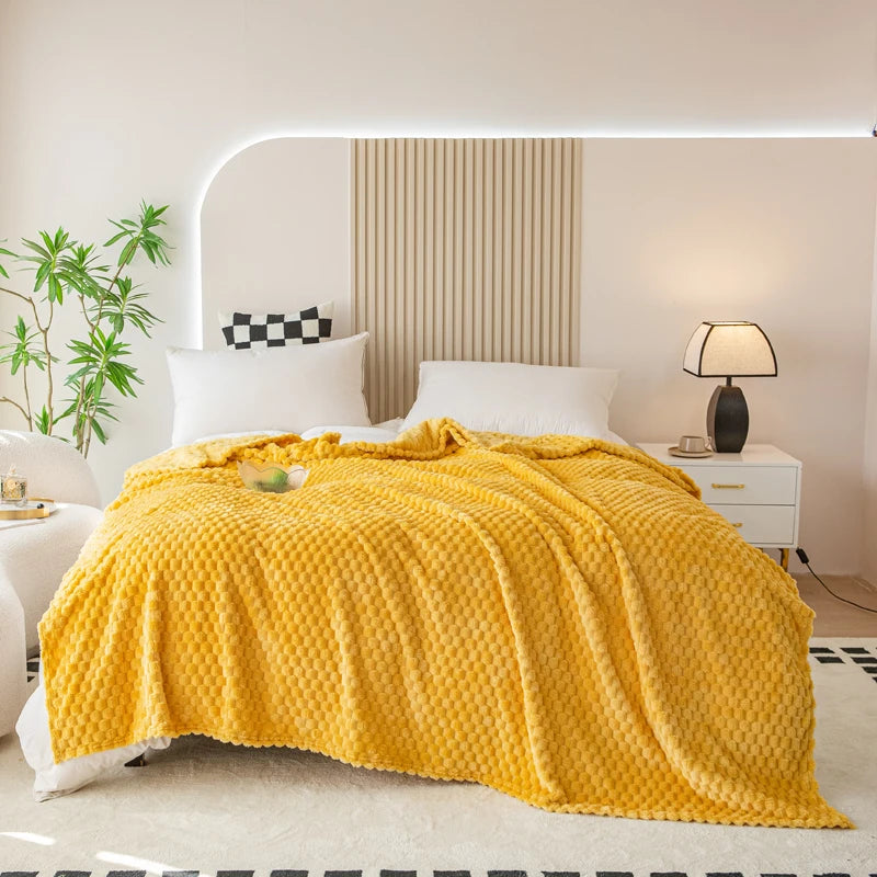 Yellow Plaid Milk Velvet Throw