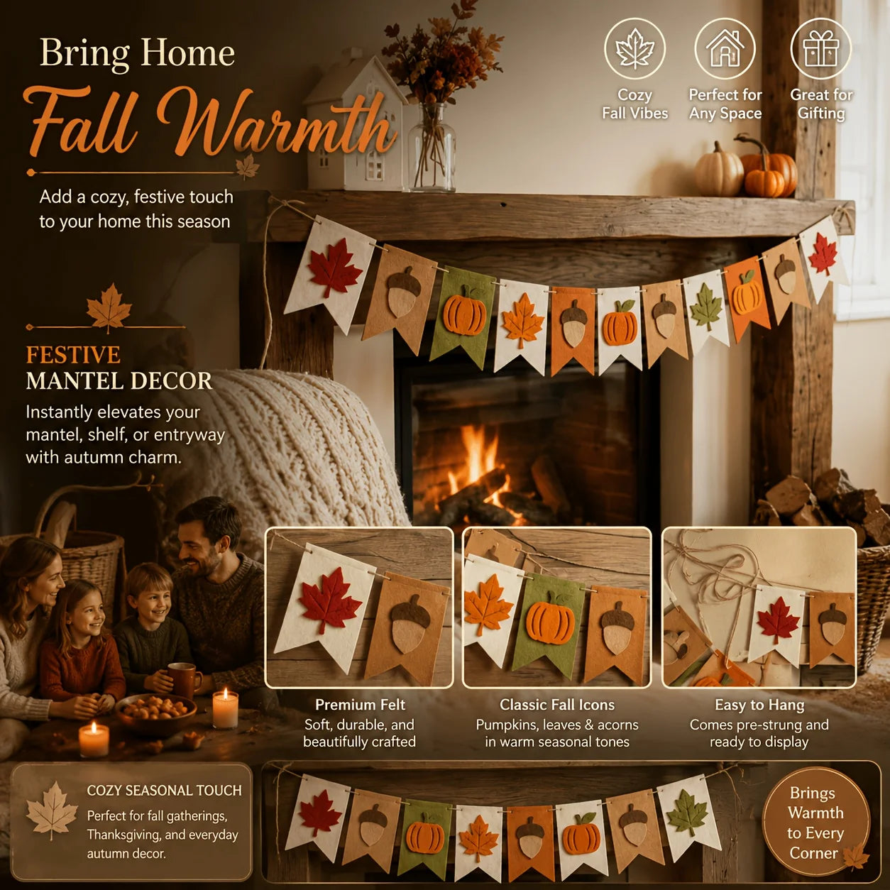 Felt Autumn Bunting Garland