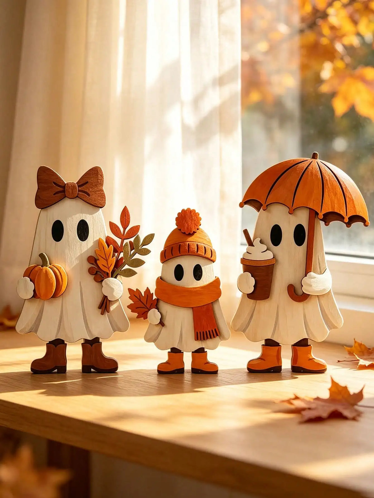 Wooden Autumn Standing Decor Set