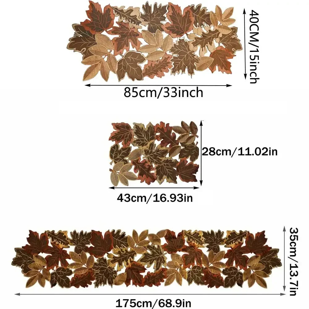 Embroidered Maple Leaf Table Runner