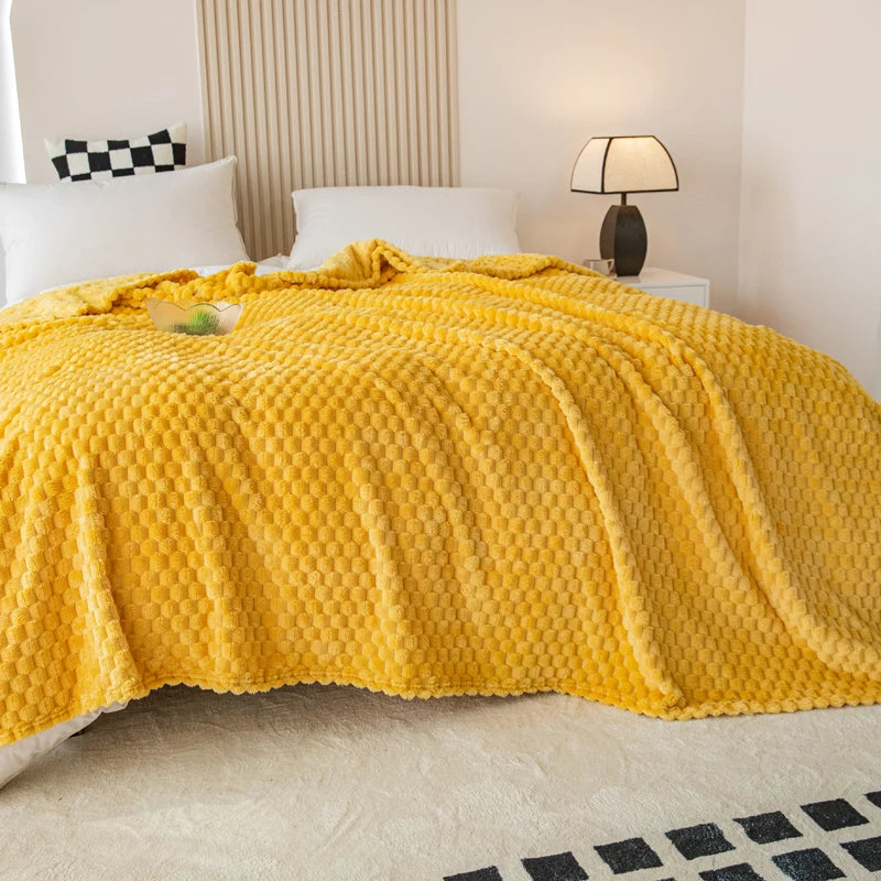 Yellow Plaid Milk Velvet Throw