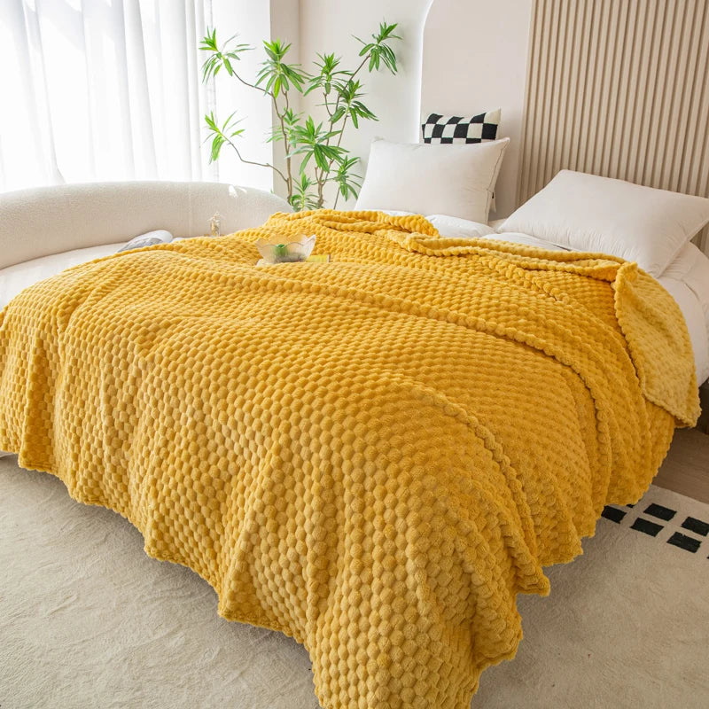 Yellow Plaid Milk Velvet Throw