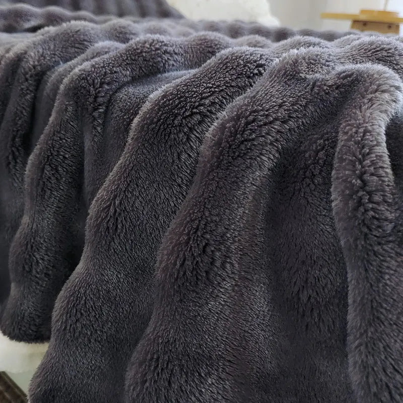 Faux Fur Cuddle Throw Blanket