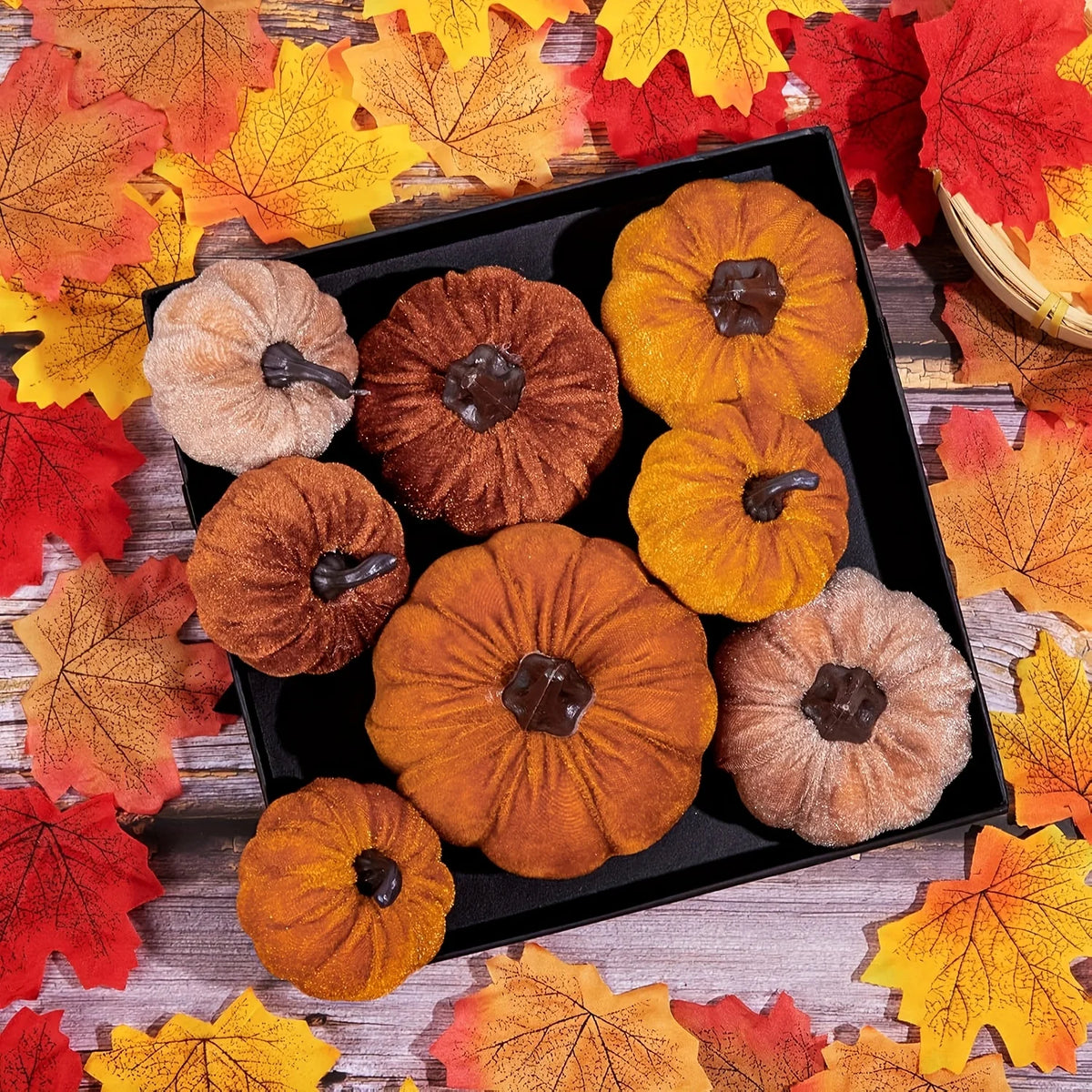 Velvet Pumpkin Decoration Set of 12