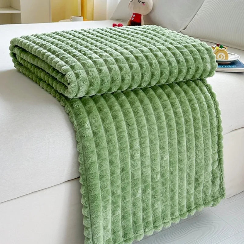 Faux Fur Flannel Throw Blanket