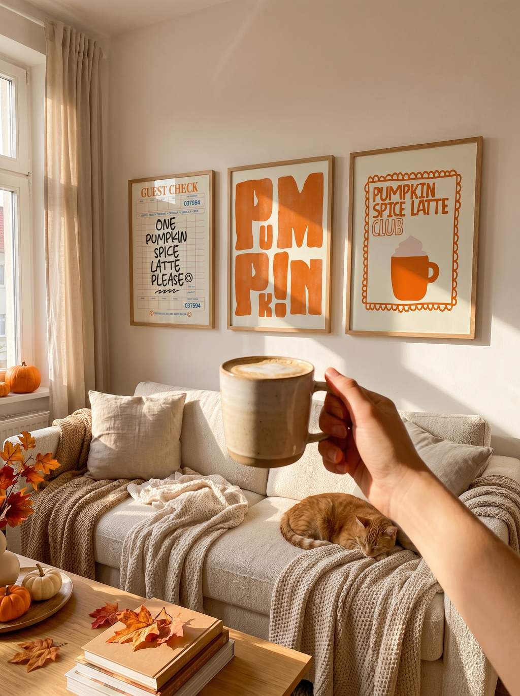 Pumpkin Spice Canvas Art Set of 3 lifestyle