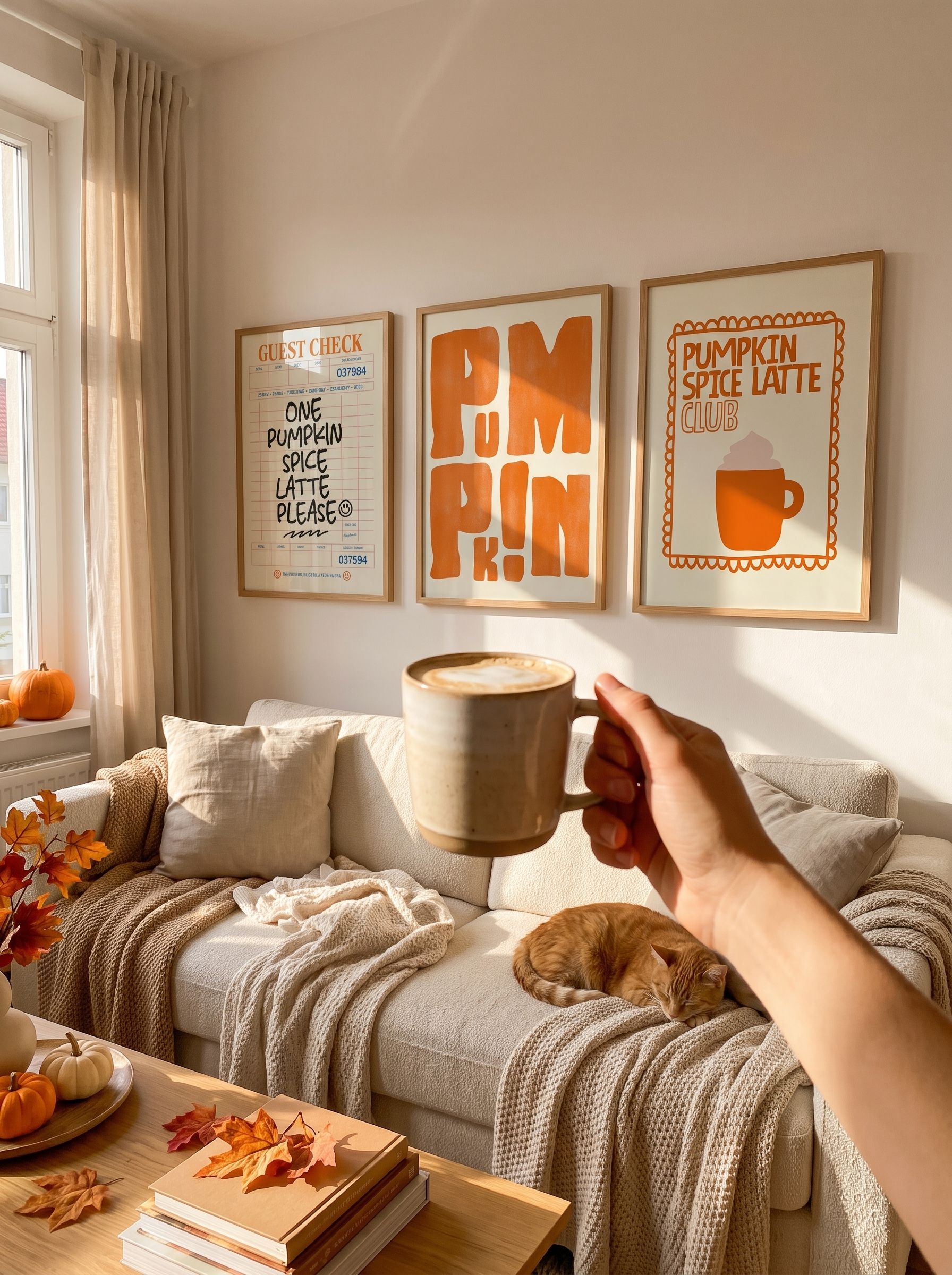 Pumpkin Spice Canvas Art Set of 3 lifestyle