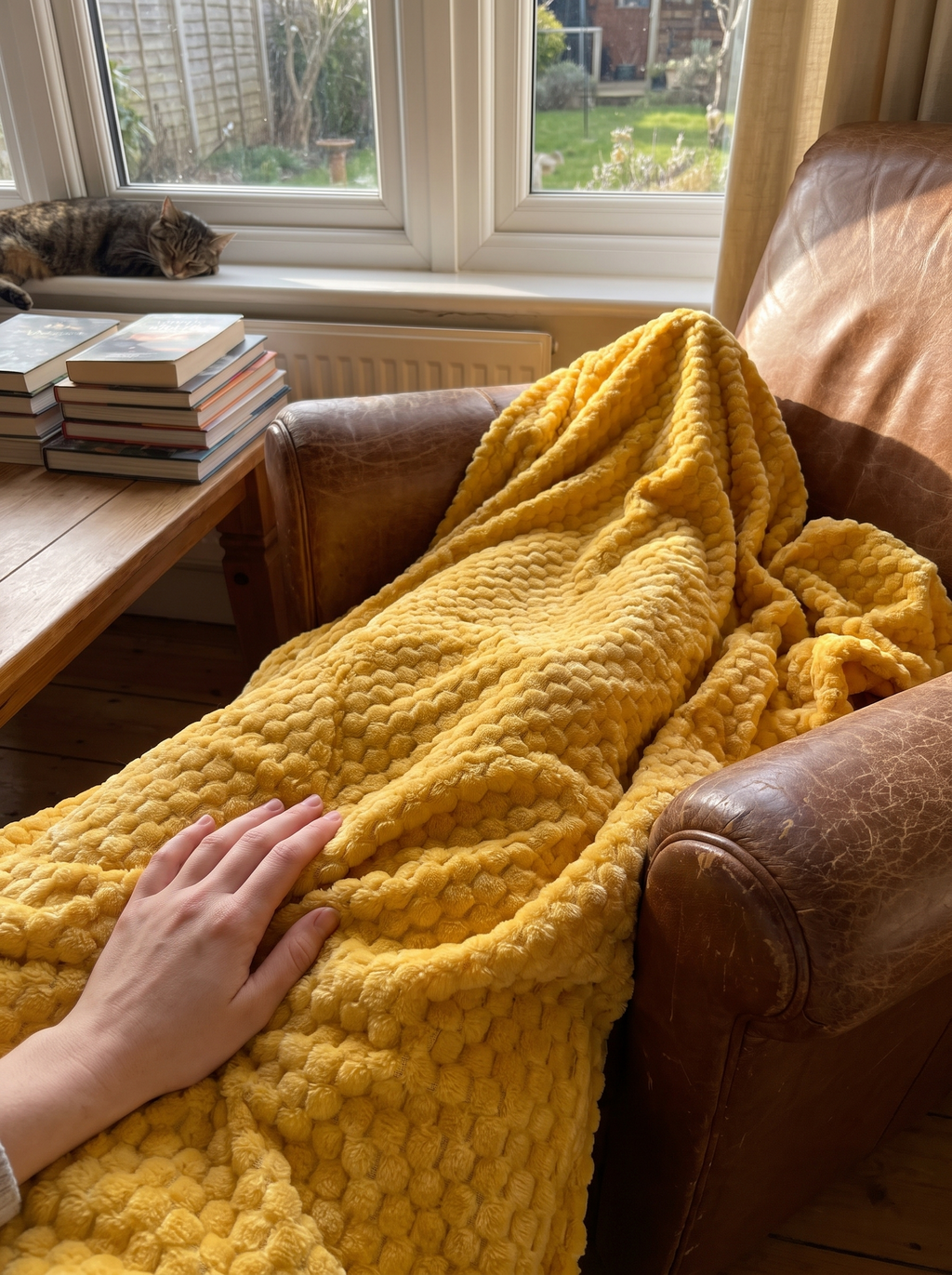 Yellow Plaid Milk Velvet Throw lifestyle