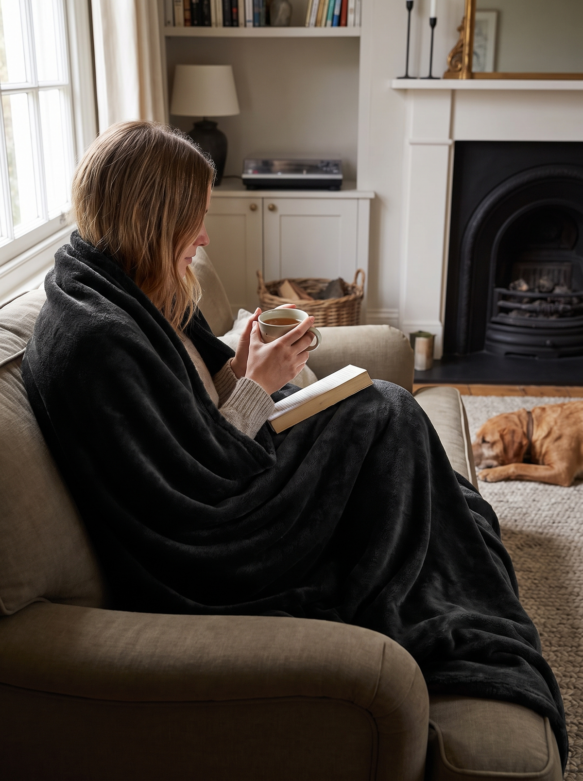 Black Coral Fleece Sofa Throw lifestyle